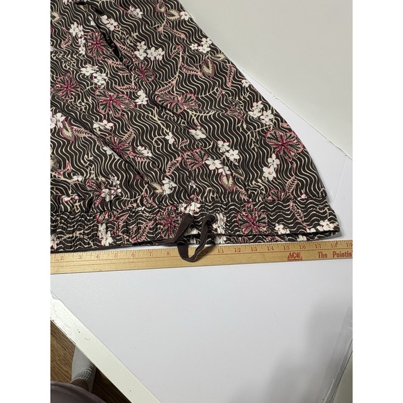 Denim 24/7 Women's‎ 22W Rayon Floral Wide Leg Pants Drawstring Waist Boho Brown - Picture 7 of 11